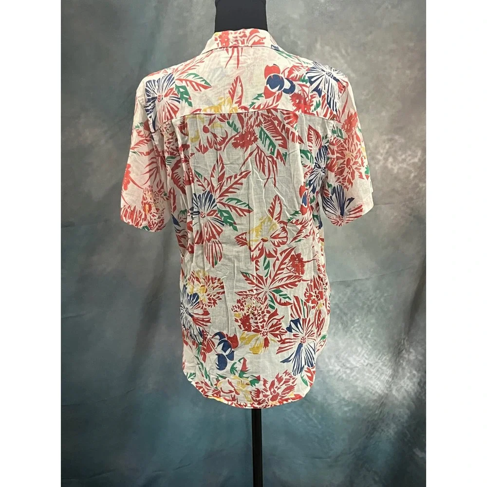 Christian Dior Chemises Vintage Tropical Floral Cotton Button Down Shirt Red 10 - Picture 4 of 6